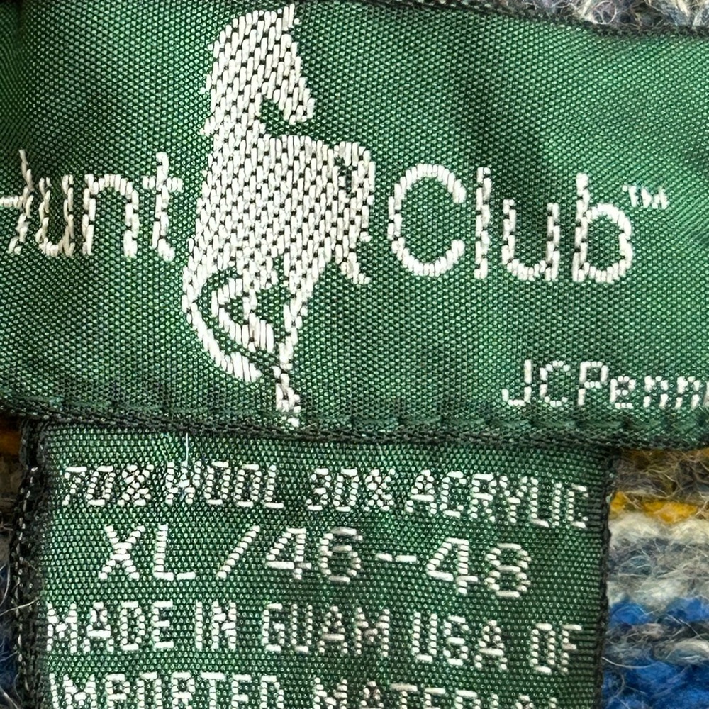 Vintage Hunt Club Wool Sweater
Fair Isle
90s
Blue Yellow Grey
Size XL - Picture 3 of 6